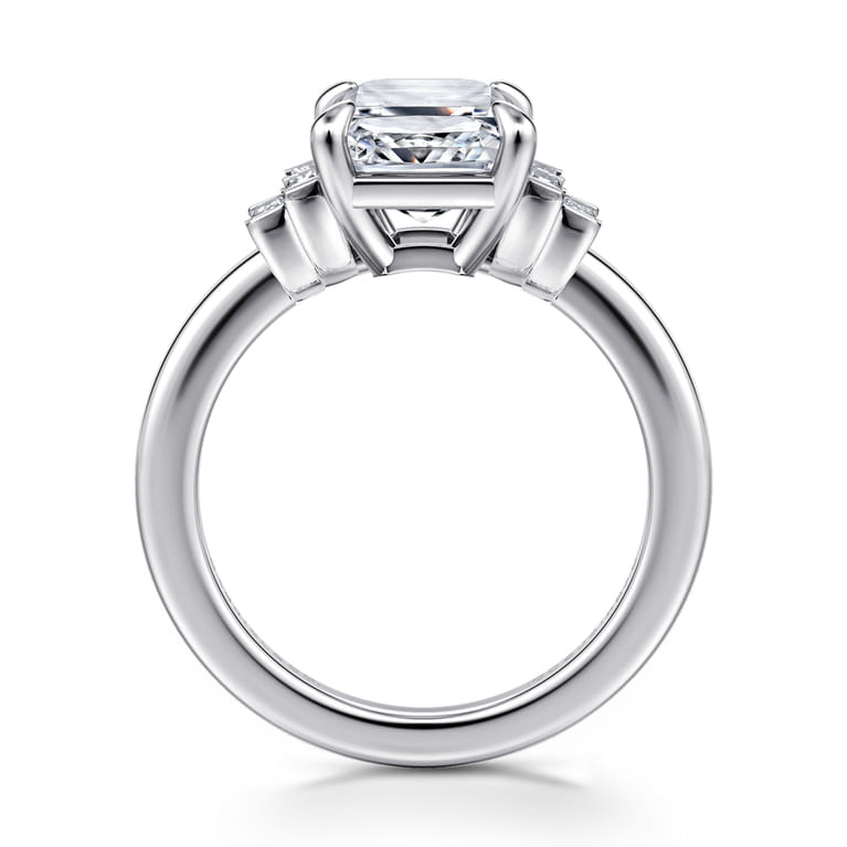Alejandra - 14K White Gold Emerald Cut Diamond Engagement Ring - 0.35 ct - Shot 2