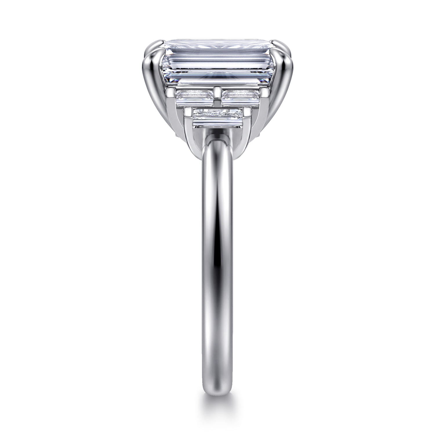 Alejandra - 14K White Gold Emerald Cut Diamond Engagement Ring - 0.35 ct - Shot 5