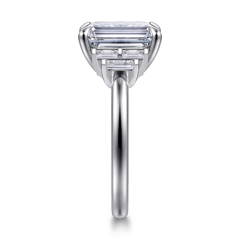 Alejandra - 14K White Gold Emerald Cut Diamond Engagement Ring - 0.35 ct - Shot 5