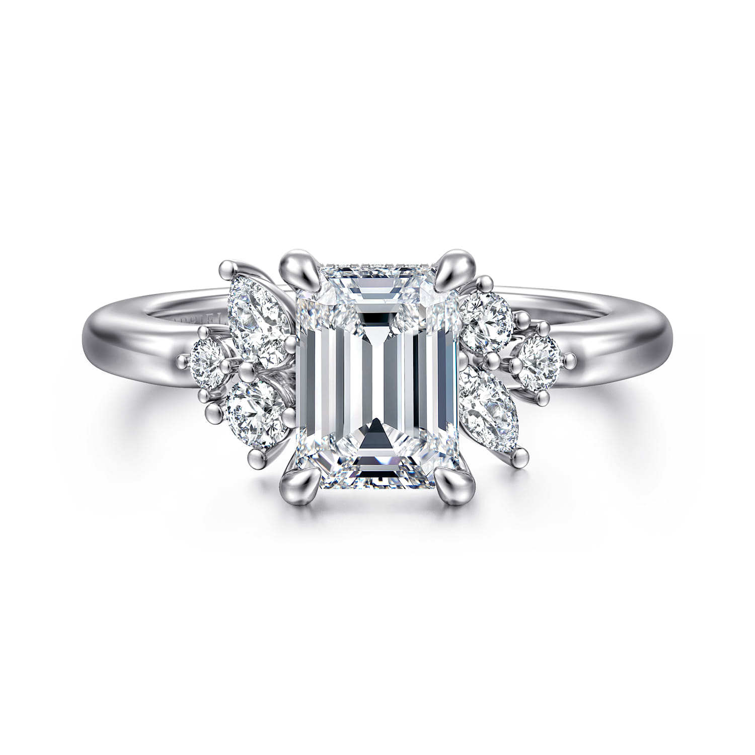 Caye - 14K White Gold Emerald Cut Diamond Engagement Ring - 0.4 ct - Shot 1