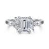 Caye - 14K White Gold Emerald Cut Diamond Engagement Ring - 0.4 ct