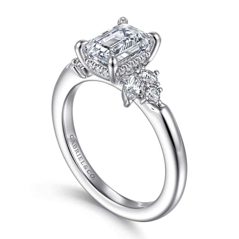 Caye - 14K White Gold Emerald Cut Diamond Engagement Ring - 0.4 ct - Shot 3