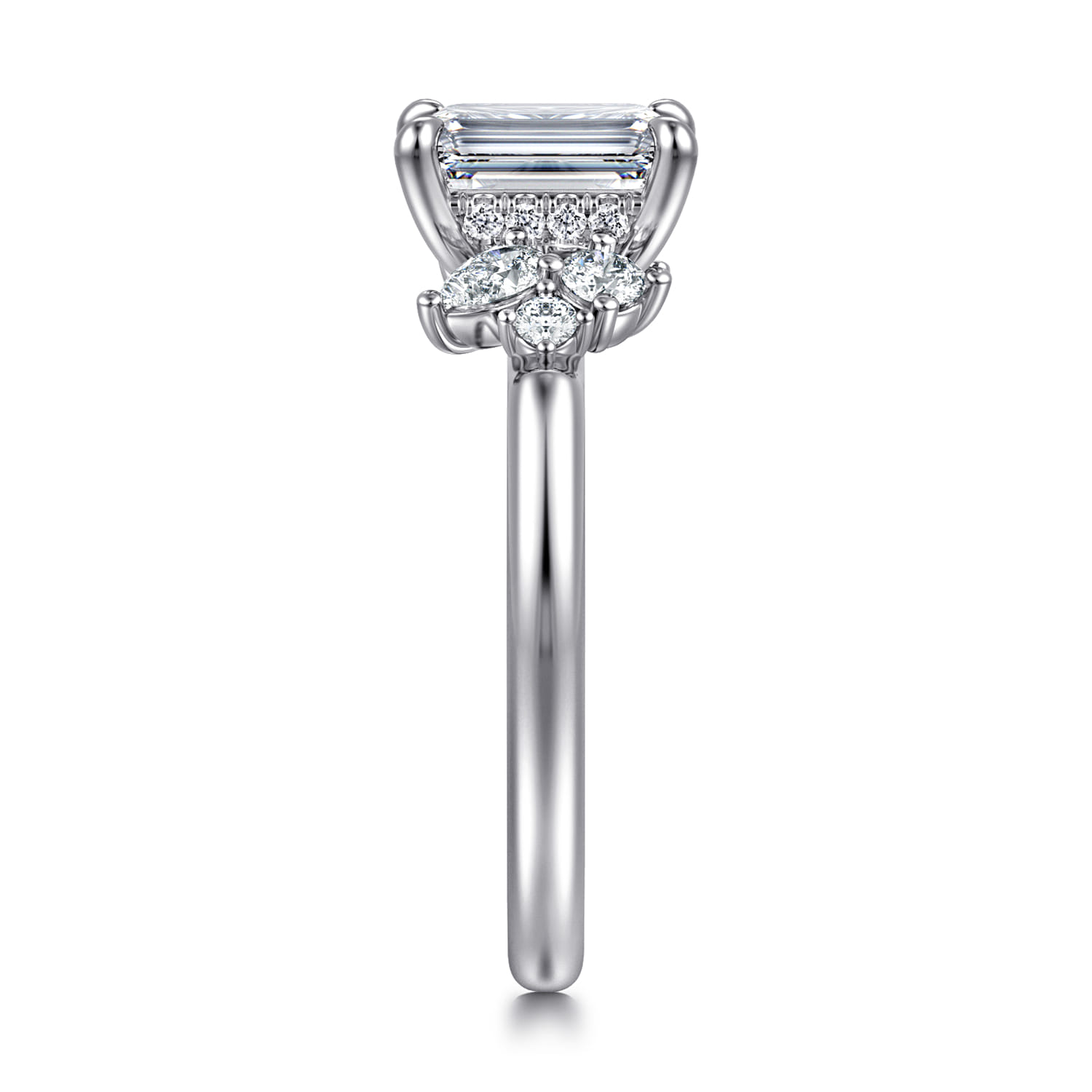 Caye - 14K White Gold Emerald Cut Diamond Engagement Ring - 0.4 ct - Shot 4