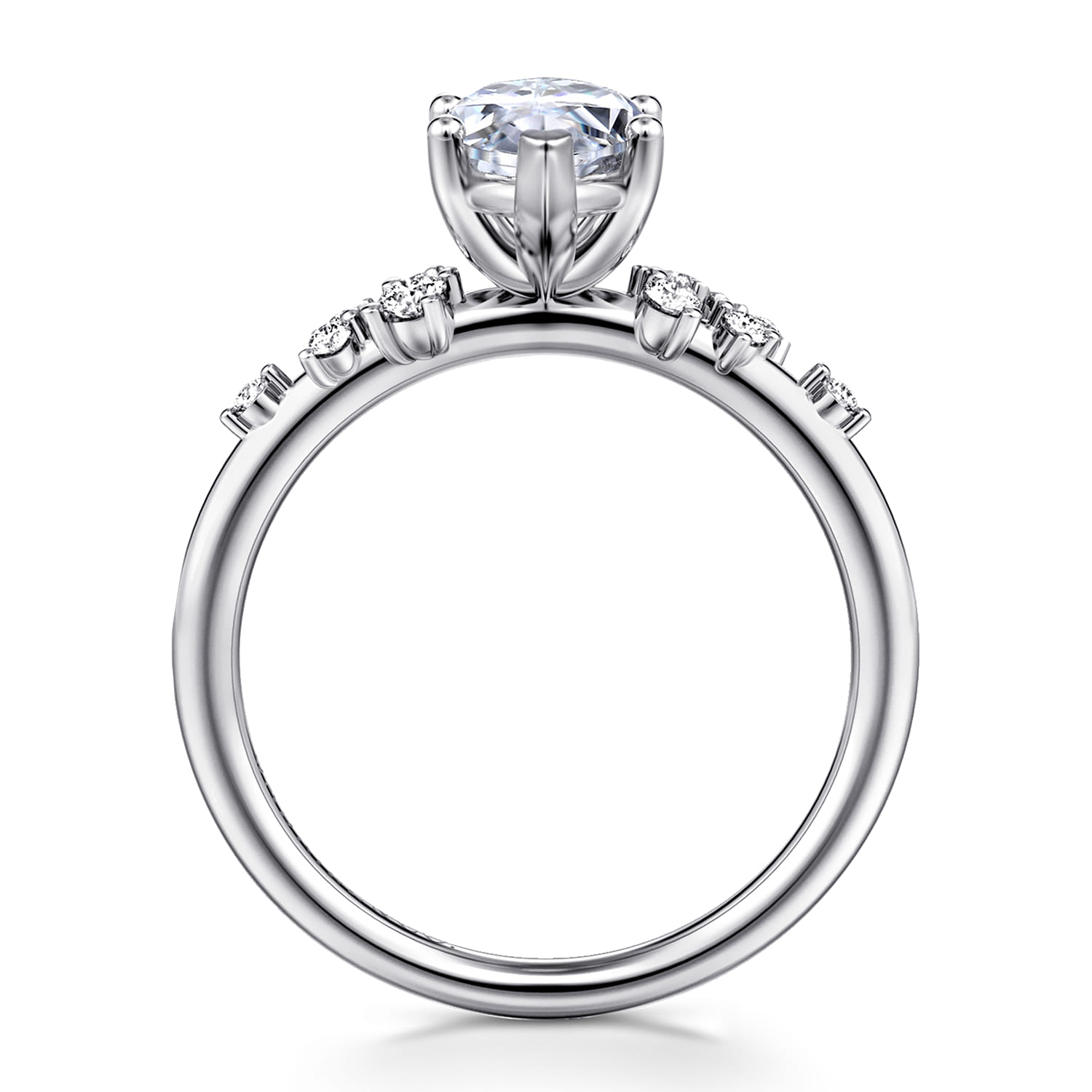 Reena - 14K White Gold Marquise Shape Diamond Engagement Ring - 0.18 ct - Shot 2