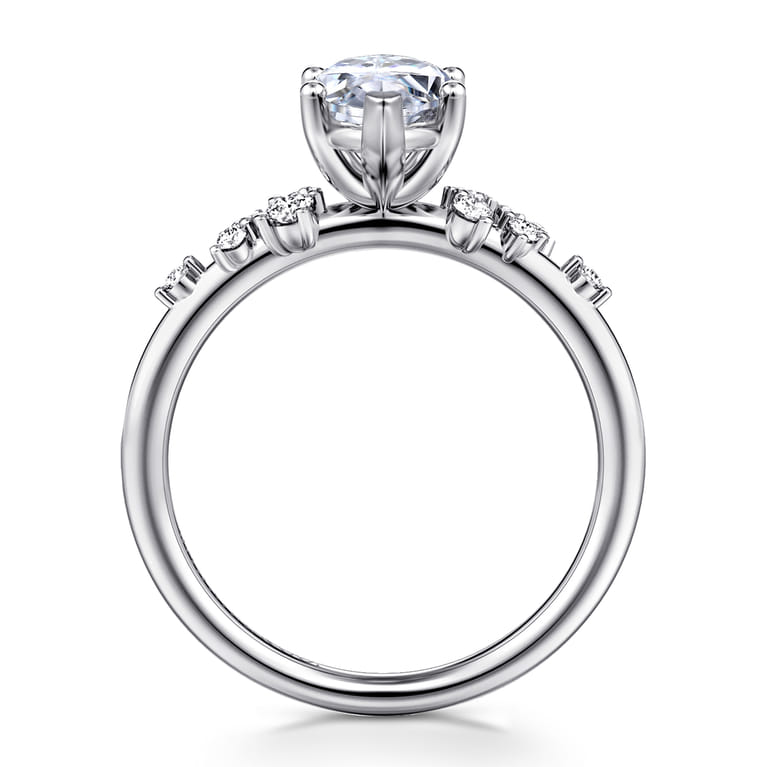 Reena - 14K White Gold Marquise Shape Diamond Engagement Ring - 0.18 ct - Shot 2