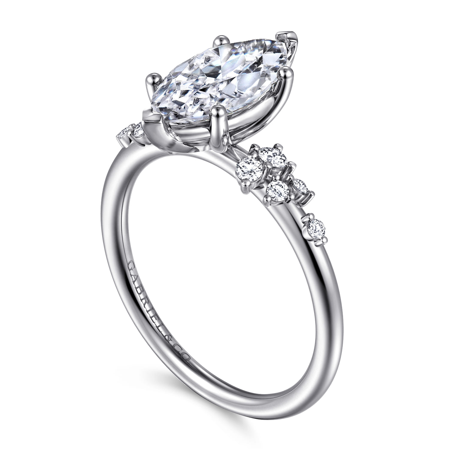 Reena - 14K White Gold Marquise Shape Diamond Engagement Ring - 0.18 ct - Shot 3