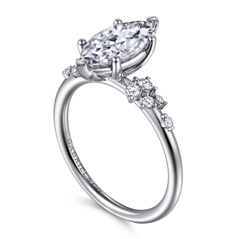 Reena - 14K White Gold Marquise Shape Diamond Engagement Ring - 0.18 ct - Shot 3