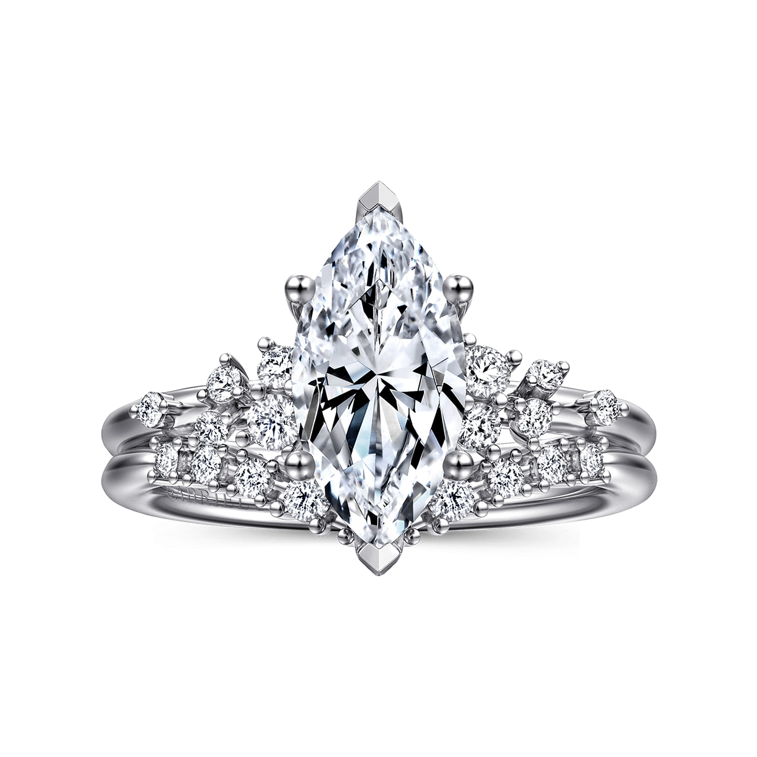 Reena - 14K White Gold Marquise Shape Diamond Engagement Ring - 0.18 ct - Shot 4