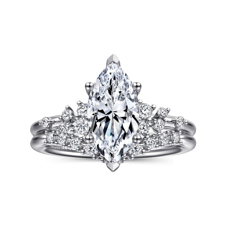 Reena - 14K White Gold Marquise Shape Diamond Engagement Ring - 0.18 ct - Shot 4