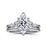 Avah - 14K White Gold Marquise Diamond Cluster Engagement Ring - 0.3 ct