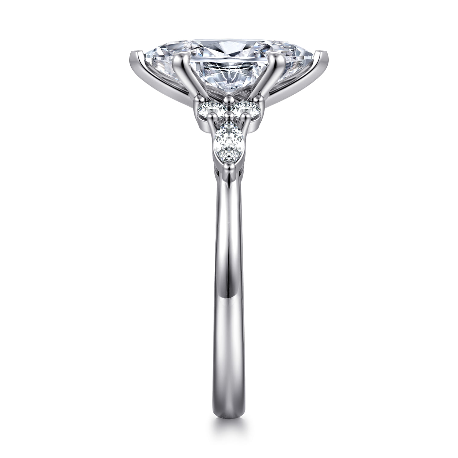 Avah - 14K White Gold Marquise Diamond Cluster Engagement Ring - 0.3 ct - Shot 5