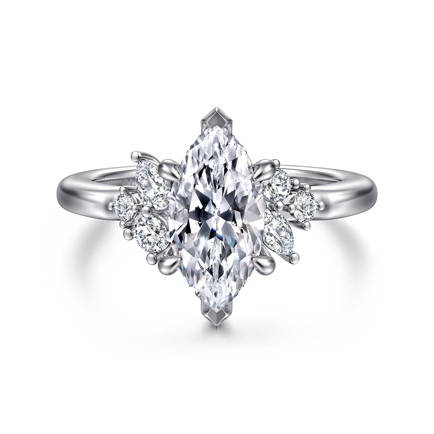 Caye - 14K White Gold Marquise Shape Diamond Engagement Ring - 0.7 ct - Shot 1