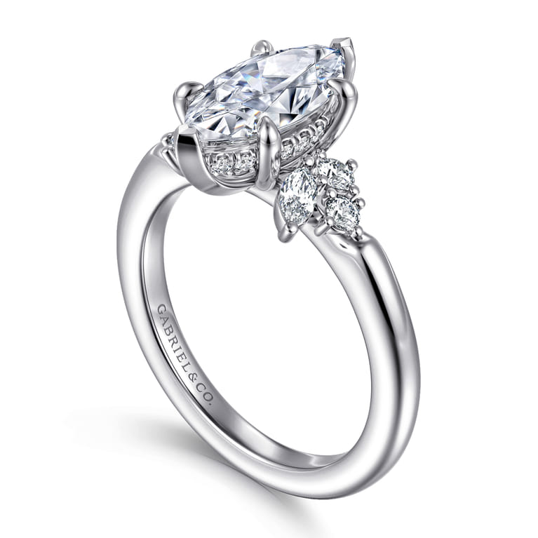 Caye - 14K White Gold Marquise Shape Diamond Engagement Ring - 0.7 ct - Shot 3