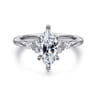 Arletta - 14K White Gold 6 Prong Marquise Shape Diamond Engagement Ring - 0.2 ct
