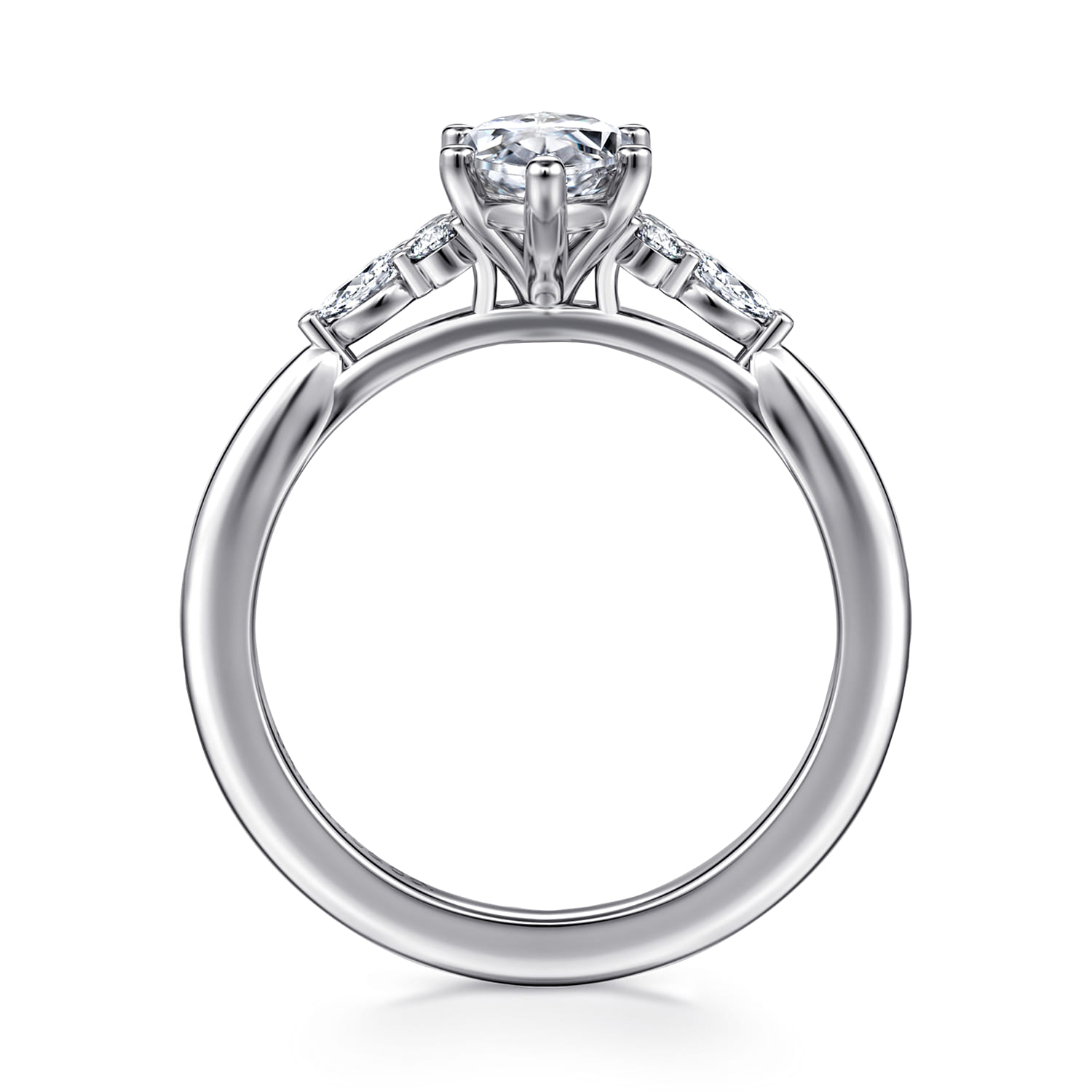 Arletta - 14K White Gold 6 Prong Marquise Shape Diamond Engagement Ring - 0.2 ct - Shot 2