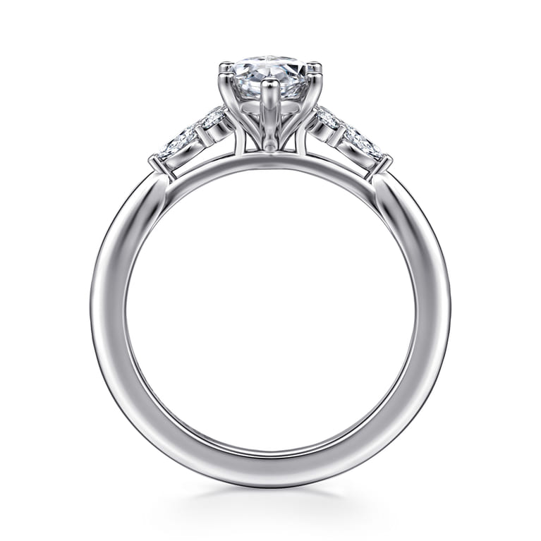 Arletta - 14K White Gold 6 Prong Marquise Shape Diamond Engagement Ring - 0.2 ct - Shot 2