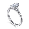 Arletta - 14K White Gold 6 Prong Marquise Shape Diamond Engagement Ring - 0.2 ct