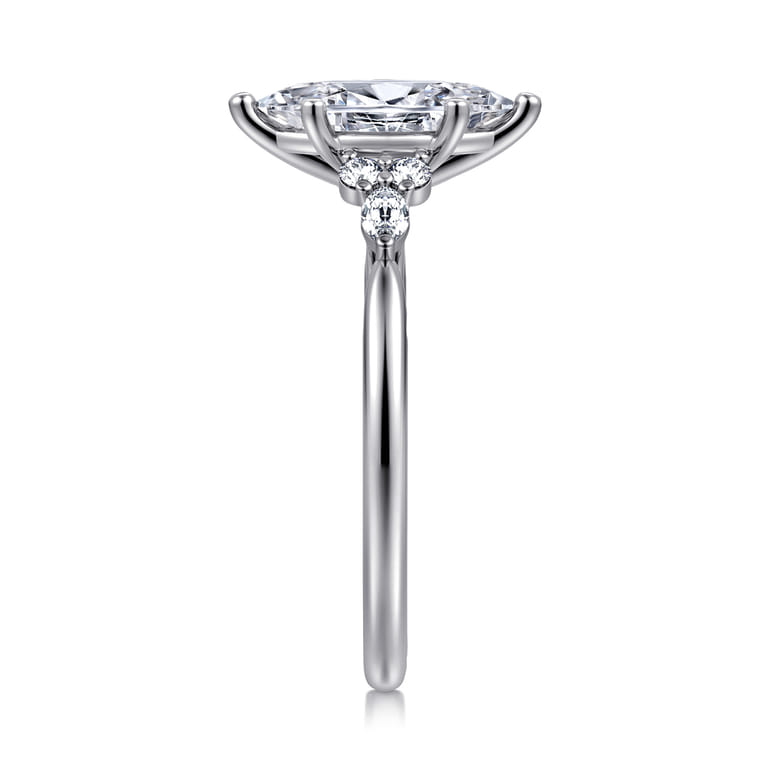 Arletta - 14K White Gold 6 Prong Marquise Shape Diamond Engagement Ring - 0.2 ct - Shot 4