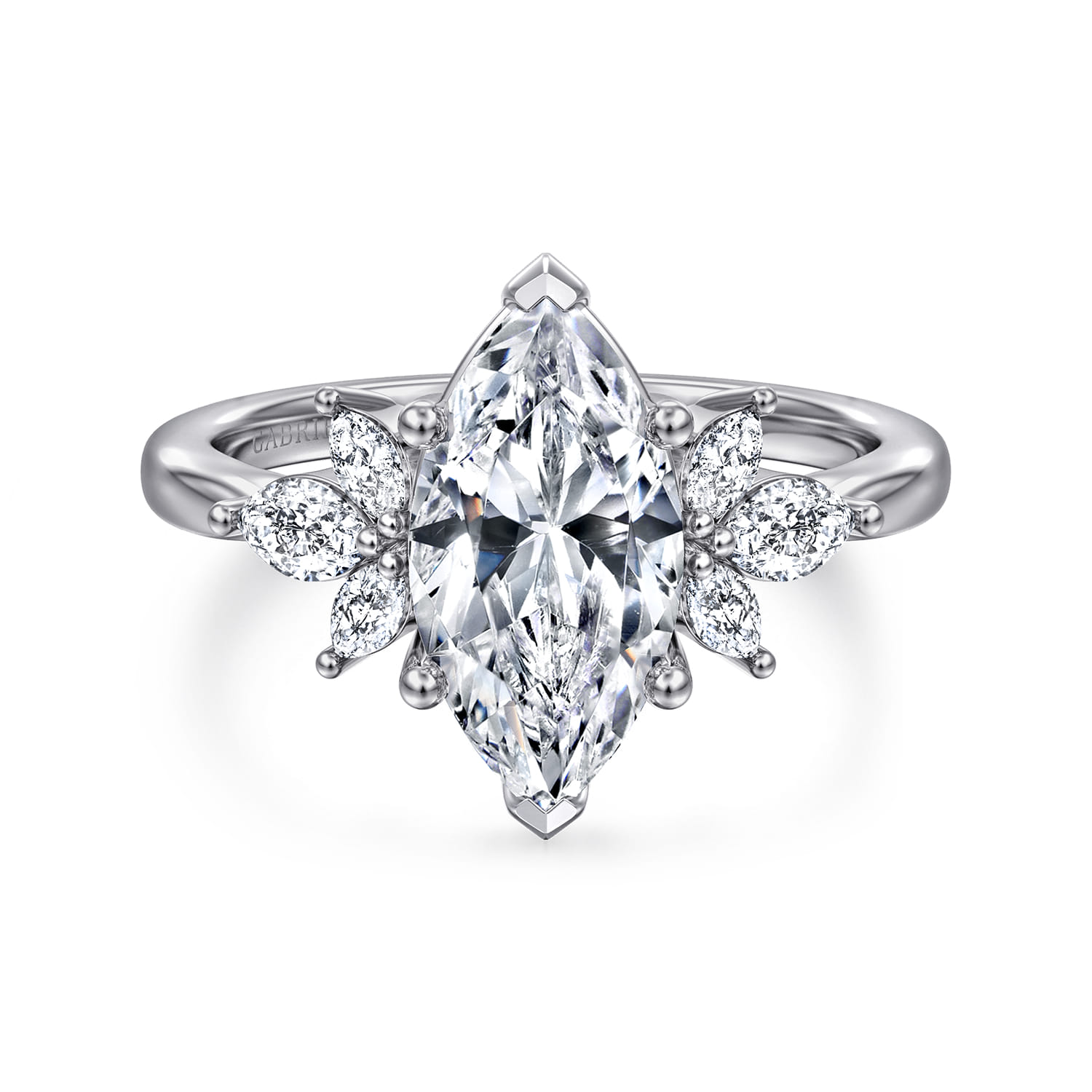 Bleine - 14K White Gold Marquise Shape Diamond Engagement Ring - 0.37 ct - Shot 1