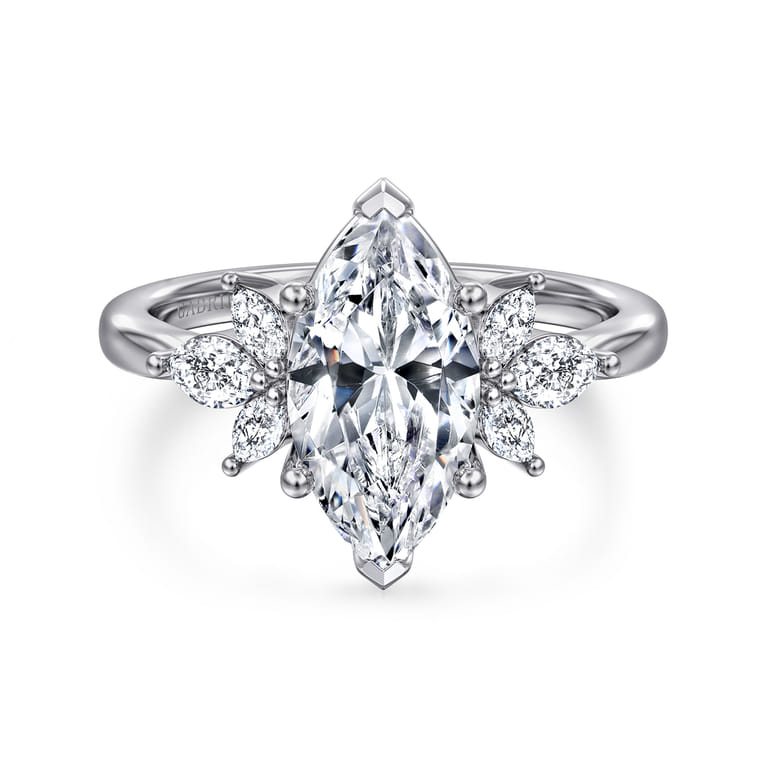 Bleine - 14K White Gold Marquise Shape Diamond Engagement Ring - 0.37 ct - Shot 1