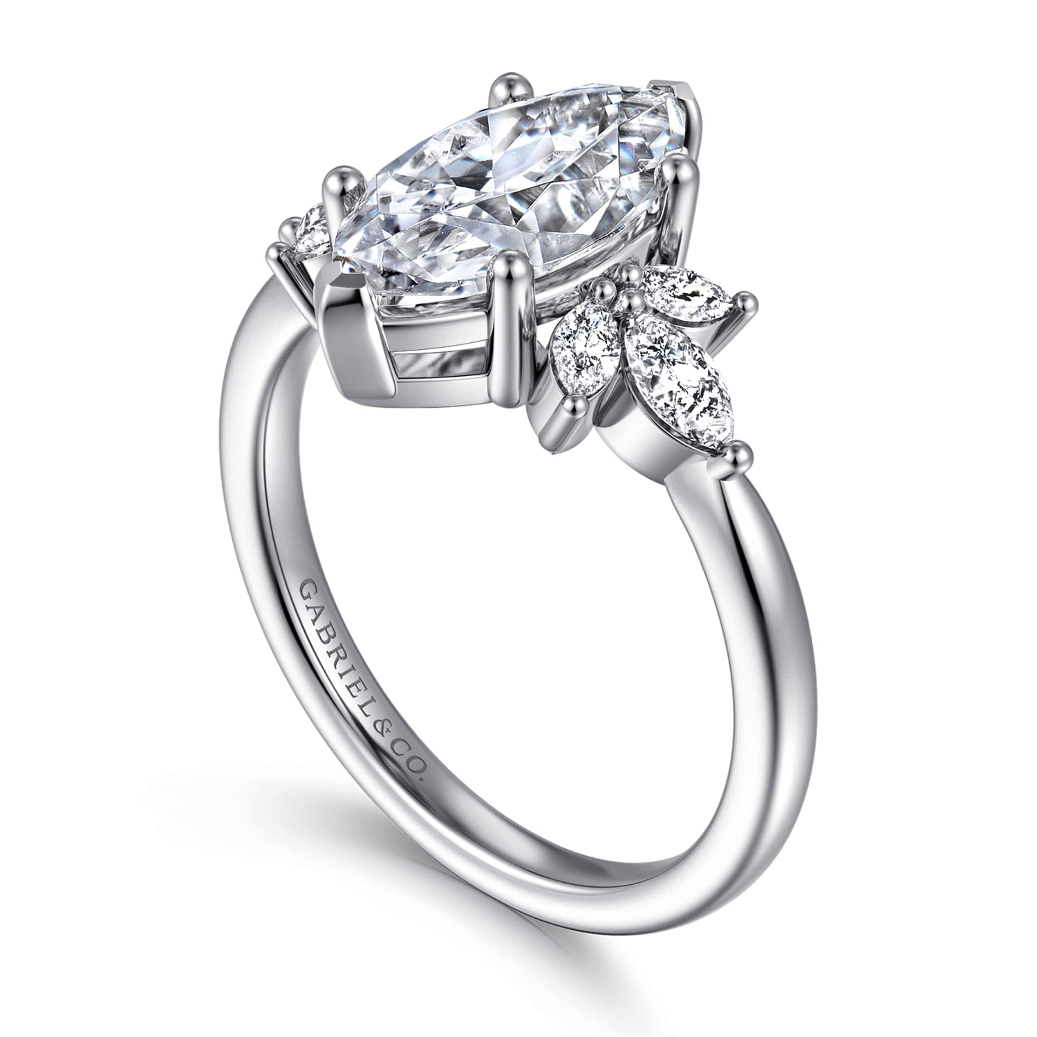 Bleine - 14K White Gold Marquise Shape Diamond Engagement Ring - 0.37 ct - Shot 3