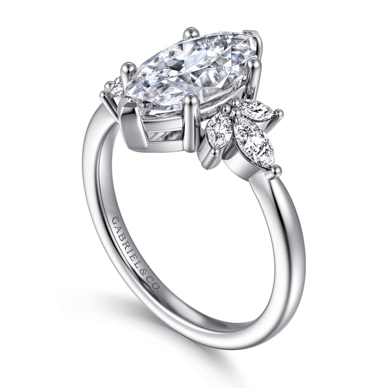 Bleine - 14K White Gold Marquise Shape Diamond Engagement Ring - 0.37 ct - Shot 3