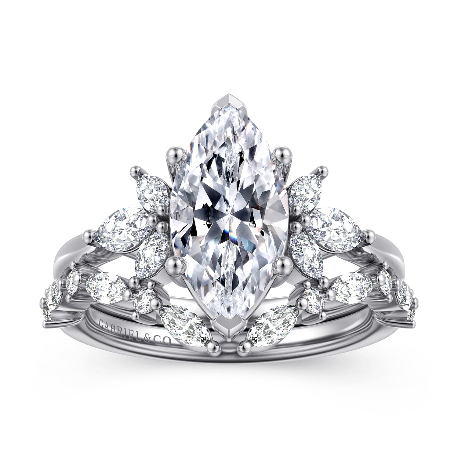 Bleine - 14K White Gold Marquise Shape Diamond Engagement Ring - 0.37 ct - Shot 4