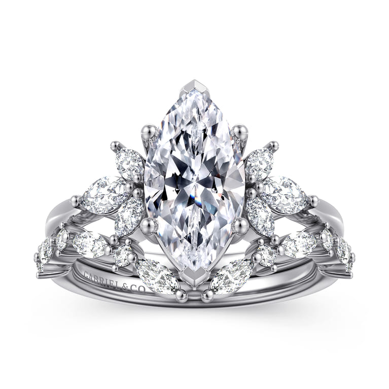 Bleine - 14K White Gold Marquise Shape Diamond Engagement Ring - 0.37 ct - Shot 4