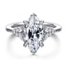Lunara - 14K White Gold Marquise Shape Diamond Engagement Ring - 0.35 ct