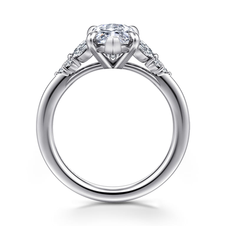 Lunara - 14K White Gold Marquise Shape Diamond Engagement Ring - 0.35 ct - Shot 2