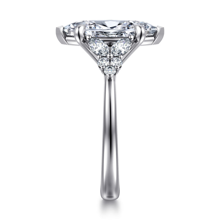 Lunara - 14K White Gold Marquise Shape Diamond Engagement Ring - 0.35 ct - Shot 4