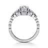 Swift - 14K White Gold Marquise Shape Cluster Green Sapphire and Diamond Engagement Ring - 0.19 ct