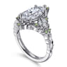 Swift - 14K White Gold Marquise Shape Cluster Green Sapphire and Diamond Engagement Ring - 0.19 ct