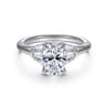 Athenee - 14K White Gold Oval Three Stone Diamond Engagement Ring - 0.39 ct