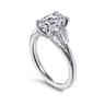 Athenee - 14K White Gold Oval Three Stone Diamond Engagement Ring - 0.39 ct