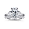 Athenee - 14K White Gold Oval Three Stone Diamond Engagement Ring - 0.39 ct