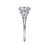 Athenee - 14K White Gold Oval Three Stone Diamond Engagement Ring - 0.39 ct