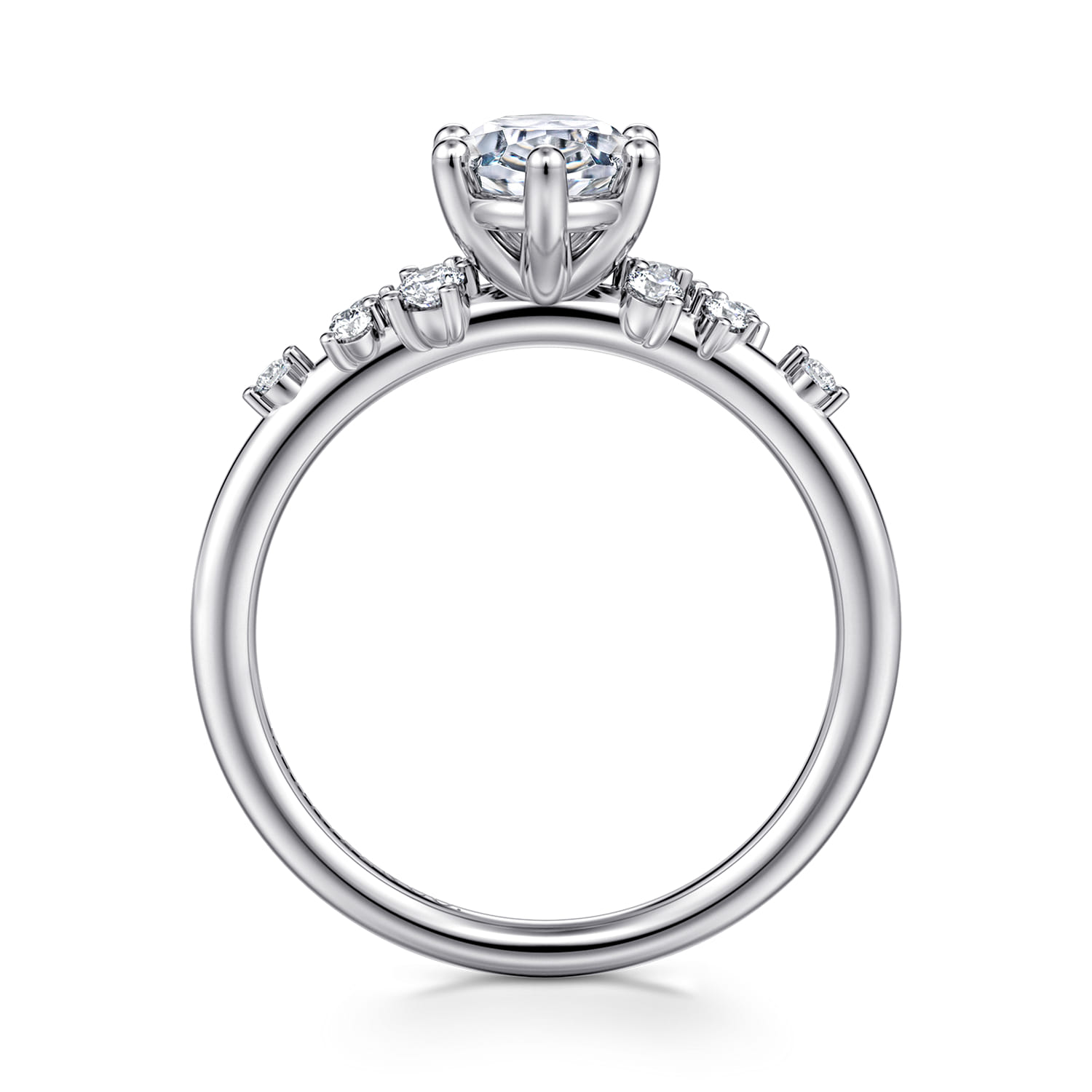 Reena - 14K White Gold Oval Diamond Engagement Ring - 0.18 ct - Shot 2