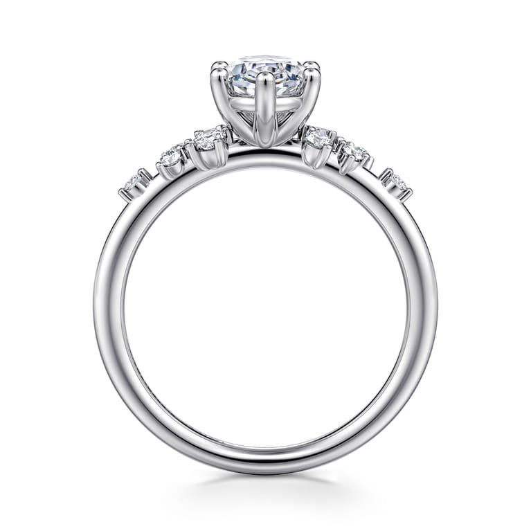 Reena - 14K White Gold Oval Diamond Engagement Ring - 0.18 ct - Shot 2