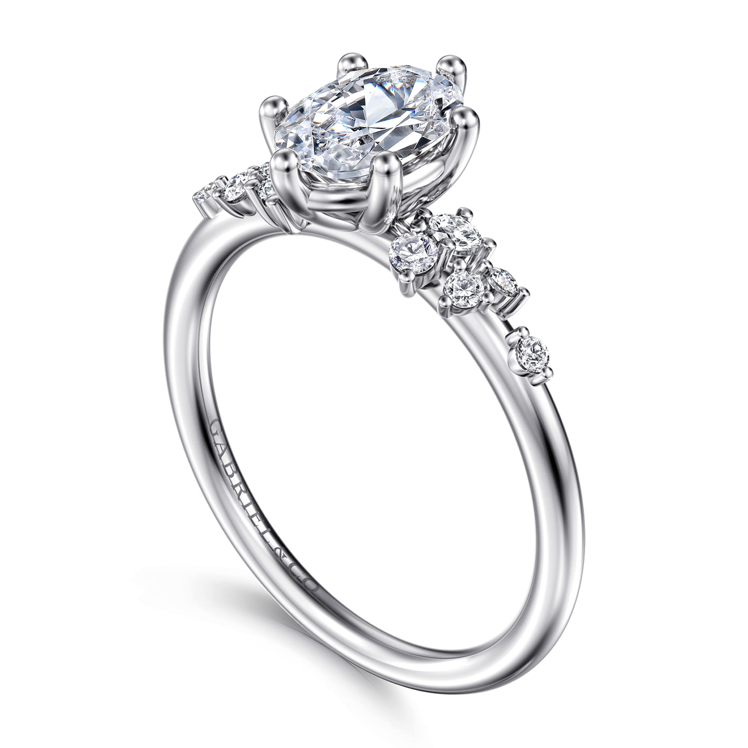 Reena - 14K White Gold Oval Diamond Engagement Ring - 0.18 ct - Shot 3