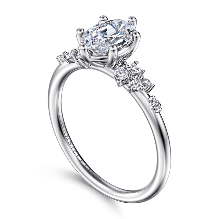 Reena - 14K White Gold Oval Diamond Engagement Ring - 0.18 ct - Shot 3