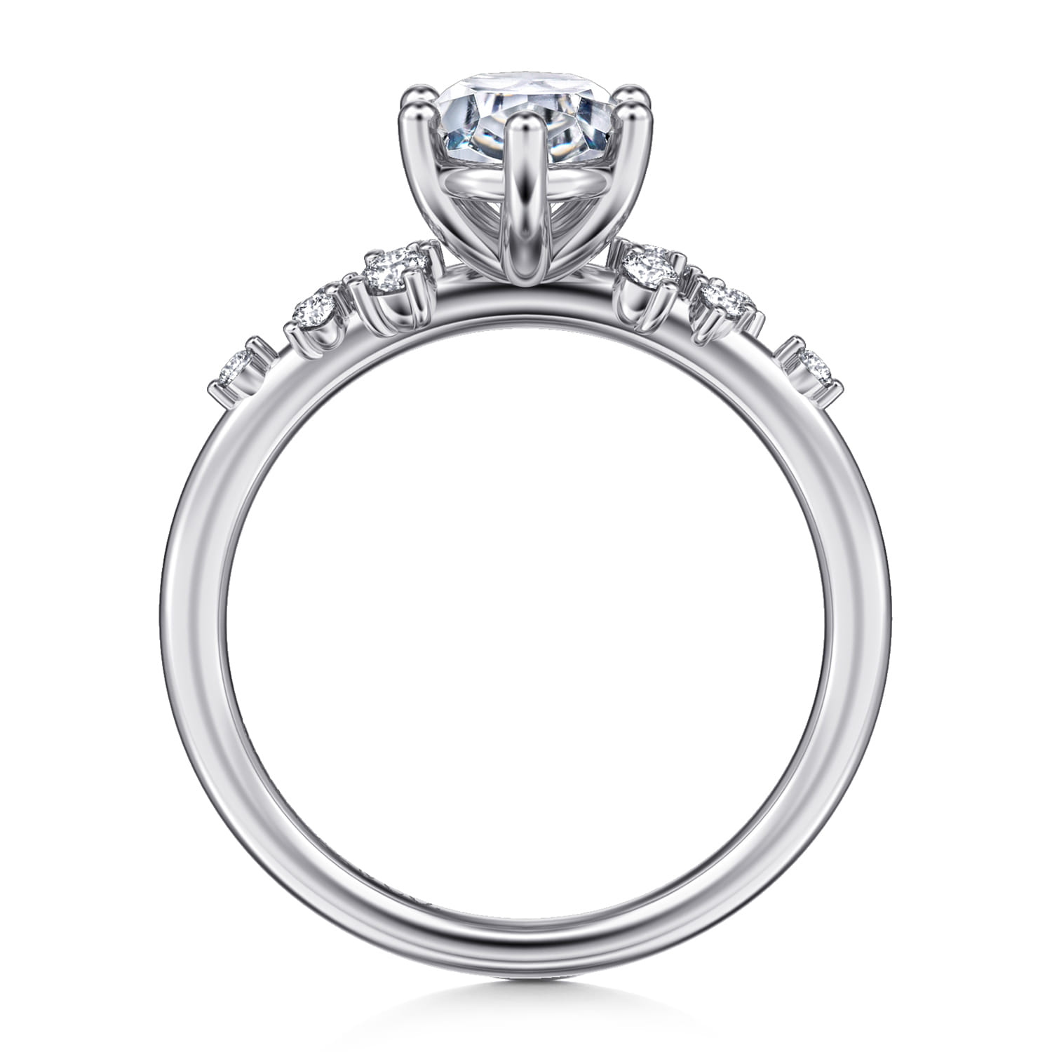 Reena - 14K White Gold Oval Diamond Engagement Ring - 0.18 ct - Shot 2