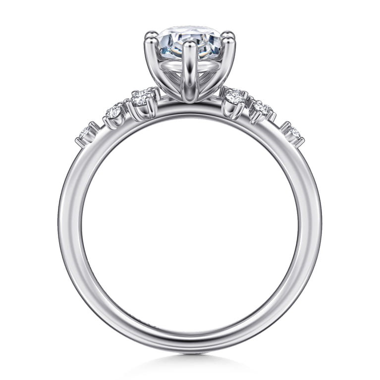 Reena - 14K White Gold Oval Diamond Engagement Ring - 0.18 ct - Shot 2