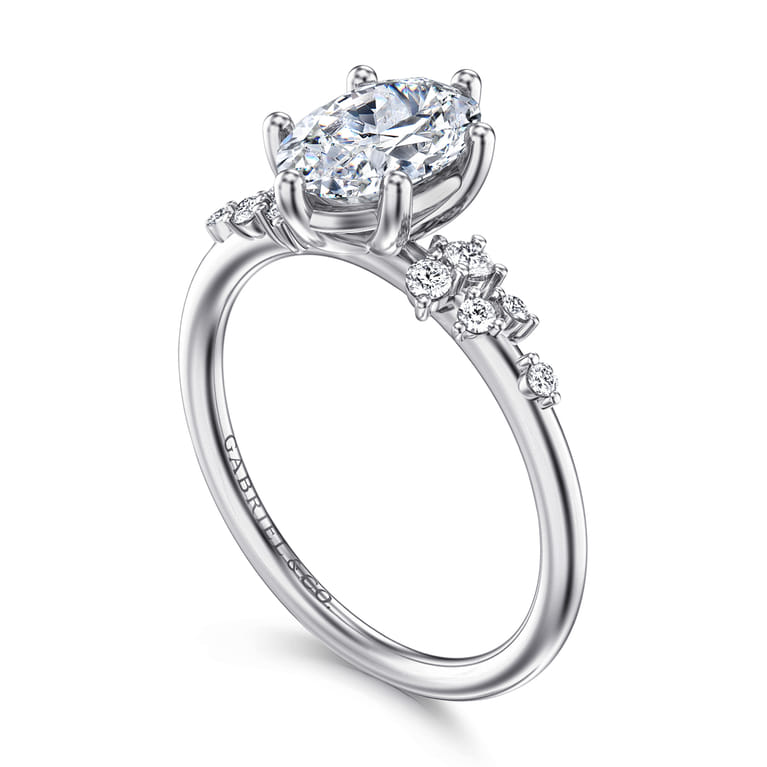 Reena - 14K White Gold Oval Diamond Engagement Ring - 0.18 ct - Shot 3