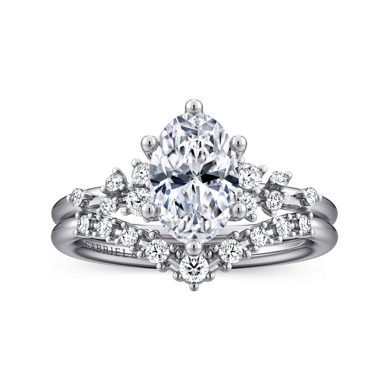 Reena - 14K White Gold Oval Diamond Engagement Ring - 0.18 ct - Shot 4