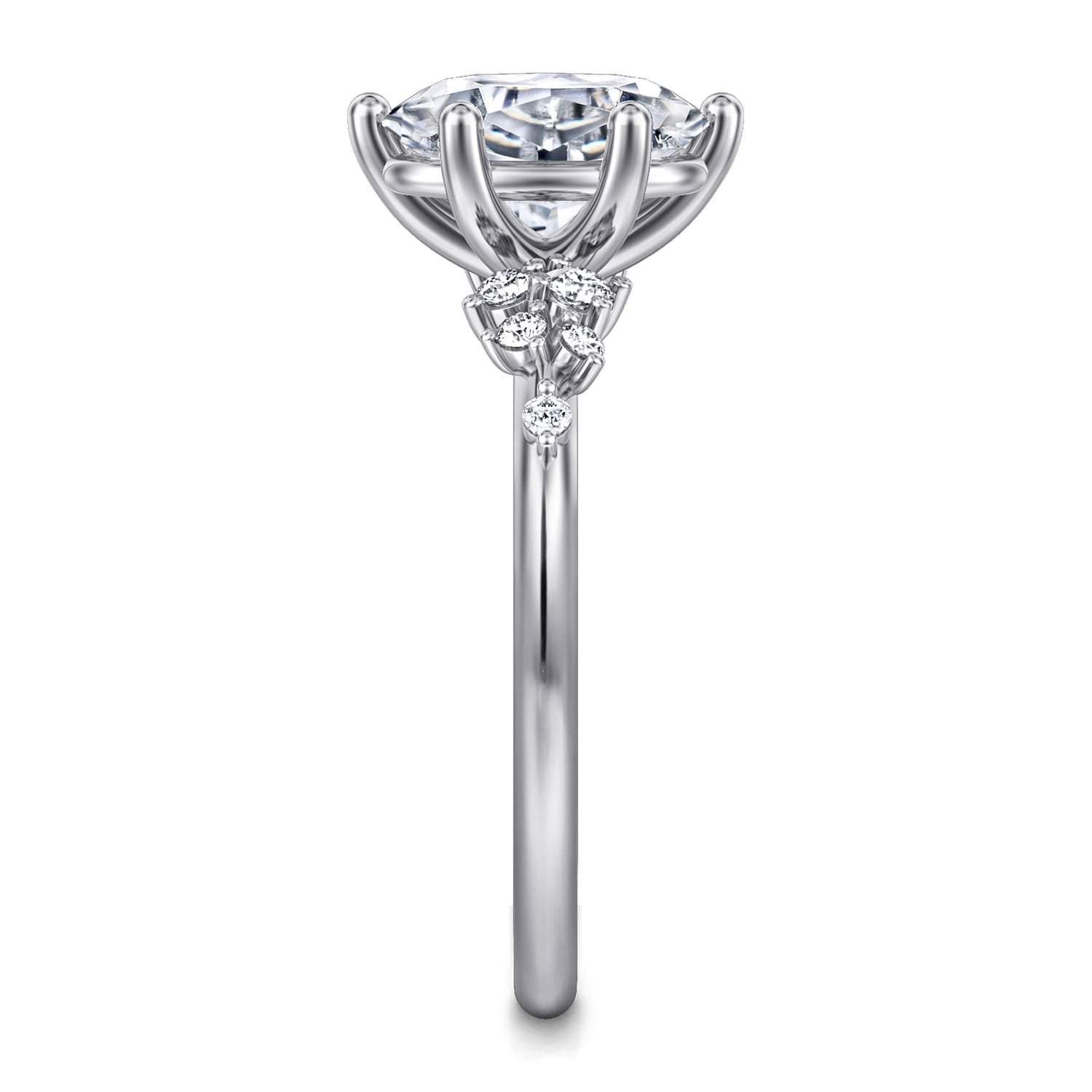 Reena - 14K White Gold Oval Diamond Engagement Ring - 0.18 ct - Shot 5