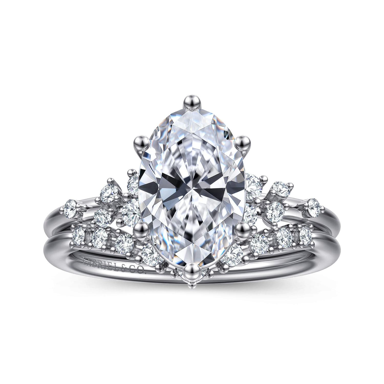 Reena - 14K White Gold Oval Diamond Engagement Ring - 0.18 ct - Shot 4