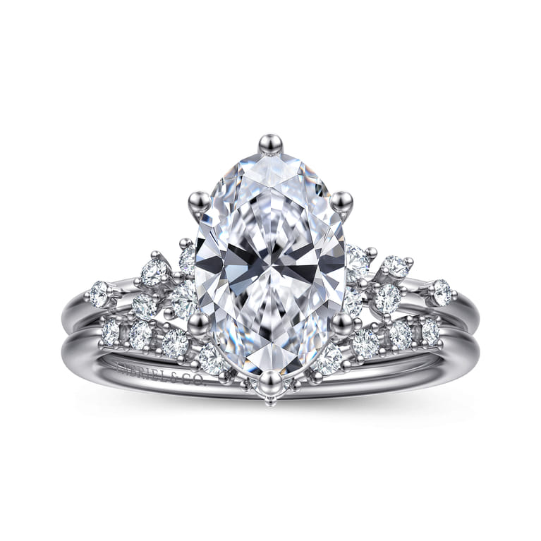 Reena - 14K White Gold Oval Diamond Engagement Ring - 0.18 ct - Shot 4