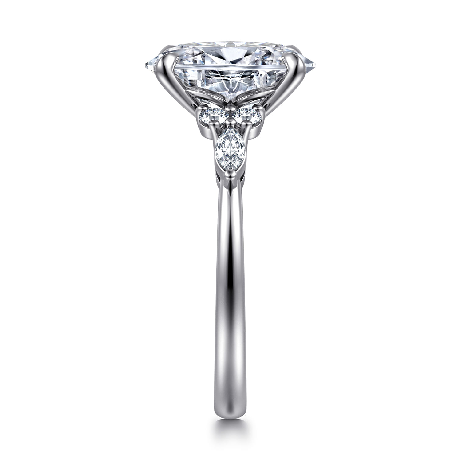 Avah - 14K White Gold Oval Diamond Cluster Engagement Ring - 0.28 ct - Shot 4