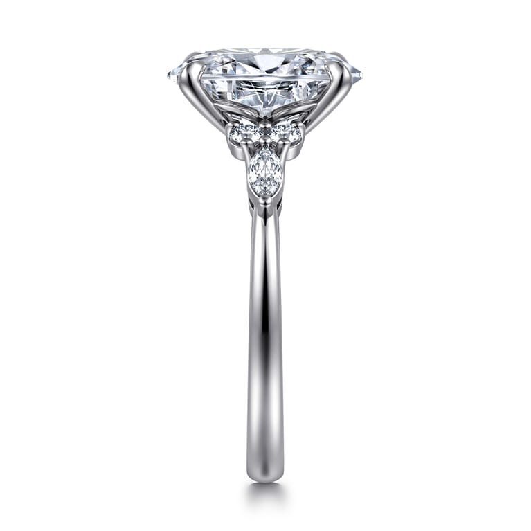 Avah - 14K White Gold Oval Diamond Cluster Engagement Ring - 0.28 ct - Shot 4
